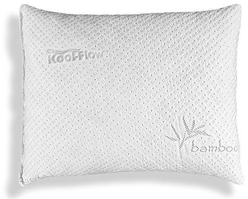Product Cover Pillows for Sleeping, Hypoallergenic Bed Pillow for Side Sleeper - ADJUSTABLE Loft Bamboo Memory Foam Pillow - Kool-Flow Micro-Vented Bamboo Cover, Washable - Premium - MADE IN THE USA - STANDARD