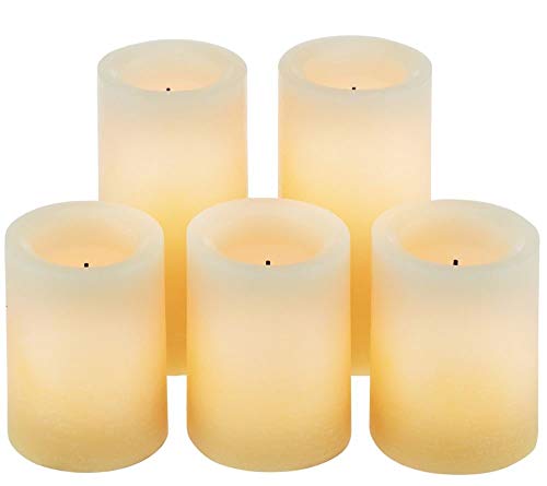 Product Cover Candle Impressions Ombre Design Pillar Real Wax Flameless Candles w/Auto Timer Feature - Set of 5 - Buttercream