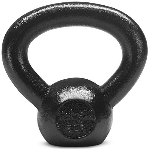 Product Cover Yes4All Solid Cast Iron Kettlebell Weights Set - Great for Full Body Workout and Strength Training - Kettlebell 5 lbs (Black)