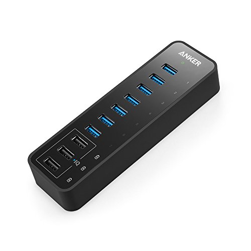 Product Cover Anker 10 Port 60W Data Hub with 7 USB 3.0 Ports and 3 PowerIQ Charging Ports for MacBook, Mac Pro/Mini, iMac, XPS, Surface Pro, iPhone 7, 6s Plus, iPad Air 2, Galaxy Series, Mobile HDD, and More