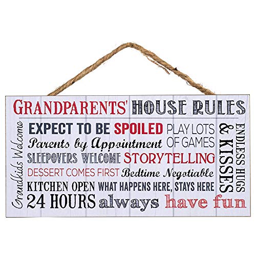 Product Cover P. Graham Dunn Grandparents House Rules Wooden Sign with Jute Rope Hanger