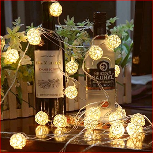 Product Cover Globe Rattan Ball String Lights, Goodia 13.8feet 40 LED Warm White Fairy Light for Indoor,Bedroom,Curtain,Patio,Lawn,Landscape,Fairy Garden,Home,Wedding,Holiday,Christmas Tree,Party