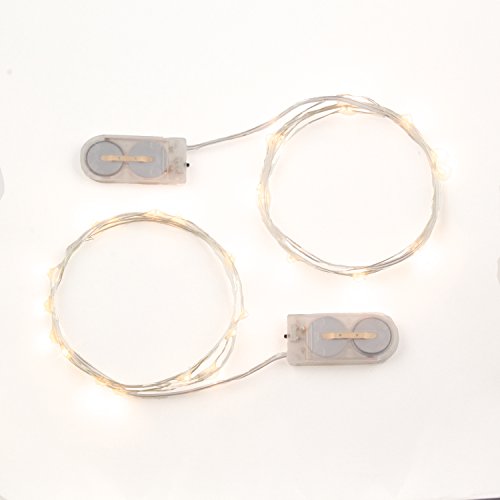 Product Cover RTGS Products RTGS 2 Sets 15 Warm White Color Micro LED String Lights Battery Operated on 6 Feet Silver Color Wire