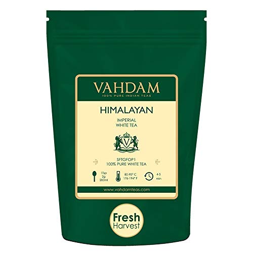 Product Cover VAHDAM, Imperial White Tea Leaves from Himalayas (25 Cups) - World's Healthiest Tea Type - POWERFUL ANTI-OXIDANTS, High Elevation Grown, White Tea Loose Leaf - Detox Tea & Slimming Tea, 1.76oz