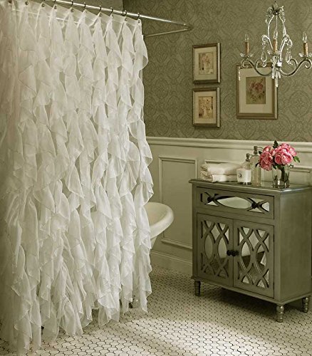 Product Cover Cascade Shabby Chic Ruffled Sheer Shower Curtain (Ivory) by Home Bargains Plus