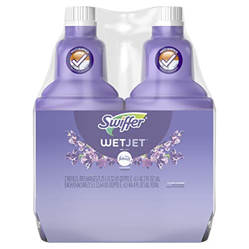 Product Cover Swiffer Wetjet Spray Mop Floor Cleaner Multi-Purpose Solution, Febreze Lavender & Vanilla Comfort Scent, 42.2-Ounce (Pack of 3)