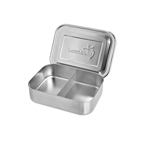 Product Cover LunchBots Small Snack Packer Toddler Bento Box - Extra Small Divided Stainless Steel Snack Container - 2 Compartments for Fruits, Vegetables and Finger Foods - Dishwasher Safe - Stainless Lid