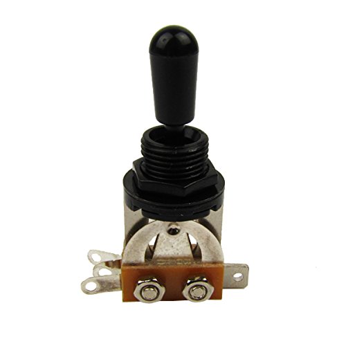 Product Cover Musiclily Metric 3 Way Short Straight Guitar Toggle Switch for Gibson Epiphone Les Paul Electric Guitar,Black Top with Black Tip