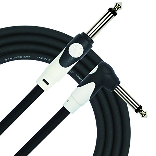Product Cover KIRLIN Cable LGI-202-10/BK 10-Feet Straight to Right Angle 1/4-Inch Plug LightGear Instrument Cable with Black PVC Jacket