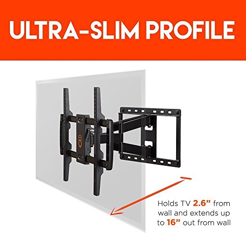 Product Cover ECHOGEAR Full Motion Articulating TV Wall Mount Bracket for most 37-70 inch LED LCD OLED and Plasma Flat Screen TVs w VESA patterns up to 600 x 400 - 16 Extension - Includes 6 HDMI Cable - EGLF1-BK