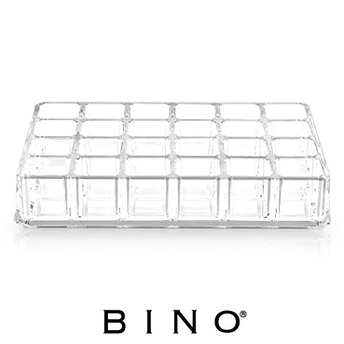 Product Cover BINO 'Lipstick Junkie' 24 Compartment Acrylic Lipstick Organizer, Clear and Transparent Cosmetic Beauty Vanity Holder Storage