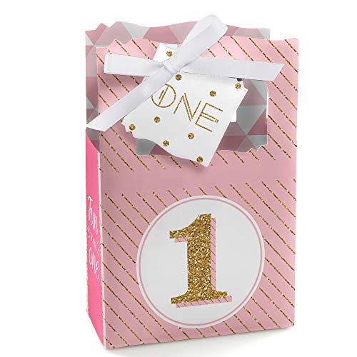 Product Cover 1st Birthday Girl - Fun to be One - First Birthday Party Favor Boxes - Set of 12