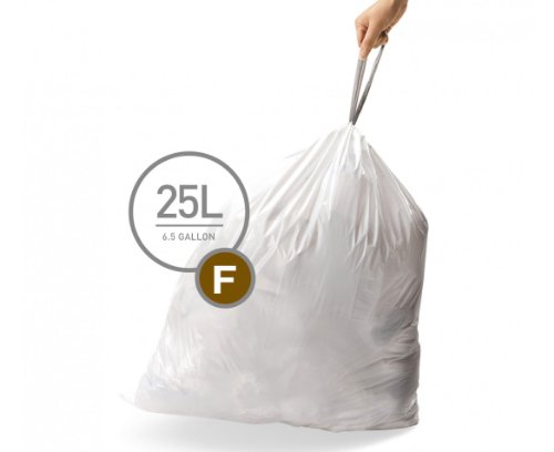 Product Cover simplehuman Code F Custom Fit Liners Drawstring Trash Bags 25 Liter / 6.5 Gallon 12 Refill Packs (240 Count)