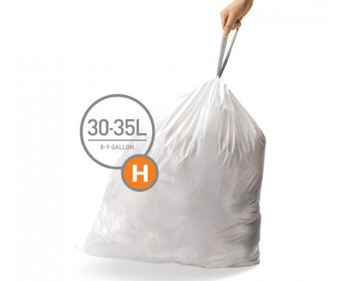 Product Cover simplehuman Code H Custom Fit Drawstring Trash Bags, 30-35 Liter / 8-9 Gallon, 12 Refill Packs (240 Count)