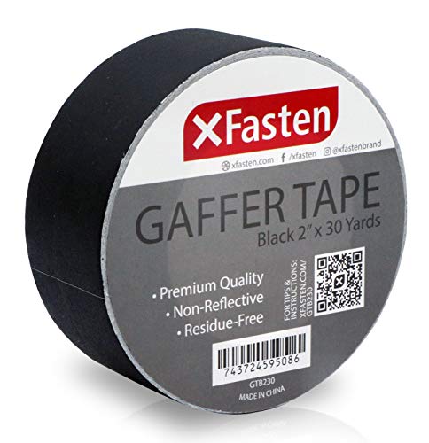 Product Cover XFasten Professional Grade Gaffer Tape, 2 Inch X 30 Yards (Black), Residue Free, Non Reflective and Easy to Tear Gaff Tape
