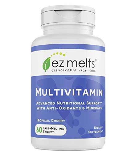 Product Cover EZ Melts Multivitamin with Iron, Sublingual Vitamins, Vegan, Zero Sugar, Natural Cherry Flavor, 60 Fast Dissolve Tablets