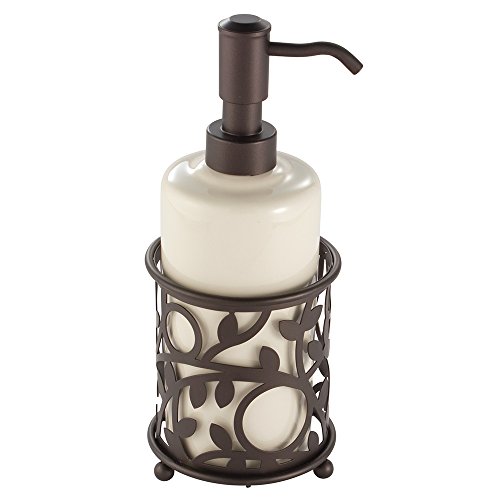 Product Cover InterDesign Vine Refillable Ceramic Hand Liquid Soap Dispenser Pump Bottle - Lotion Dispenser Holds 13 oz for Kitchen, Bathroom, Sink, Vanity - Vanilla/Bronze