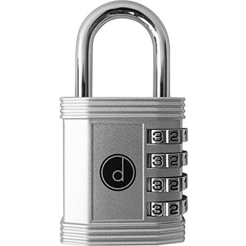 Product Cover Padlock - 4 Digit Combination Lock for Gym, Sports, School & Employee Locker, Outdoor, Fence, Hasp and Storage - All Weather Metal & Steel - Easy to Set Your Own Keyless Resettable Combo - Silver