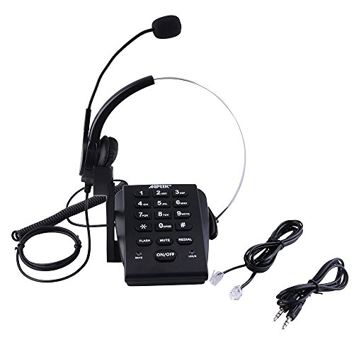 Product Cover Agptek HA0071 Noise Cancellation and PC Recording Call Center Dialpad Monaural Corded Headset Telephone - Black
