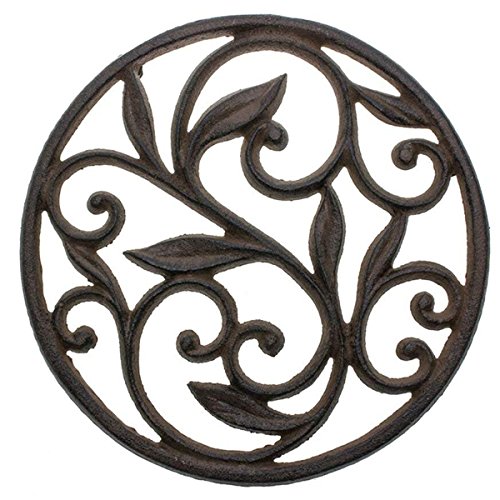Product Cover Cast Iron Trivet - Round with Vintage Pattern - Decorative Cast Iron Trivet For Kitchen Or Dining Table - 7.7