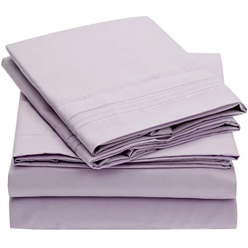Product Cover Mellanni Bed Sheet Set - Brushed Microfiber 1800 Bedding - Wrinkle, Fade, Stain Resistant - Hypoallergenic - 4 Piece (Queen, Lavender)