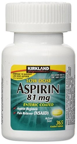 Product Cover Kirkland Signature Low Dose Aspirin, 1 Bottle - 365Count Enteric Coated Tablets 81 Mg Each