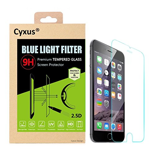 Product Cover Cyxu Thinnest(0.2mm) Premium [Tempered Glass] 9H Hardness Film Screen Protector for iPhone 6 Plus/6s Plus (5.5 inch) (Blue Light Filter Glasses)