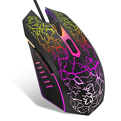 Product Cover VersionTECH. Wired Gaming Mouse, Ergonomic USB Optical Mouse Mice with Chroma RGB Backlit, 1200 to 3600 DPI for Laptop PC Computer Games & Work -Black