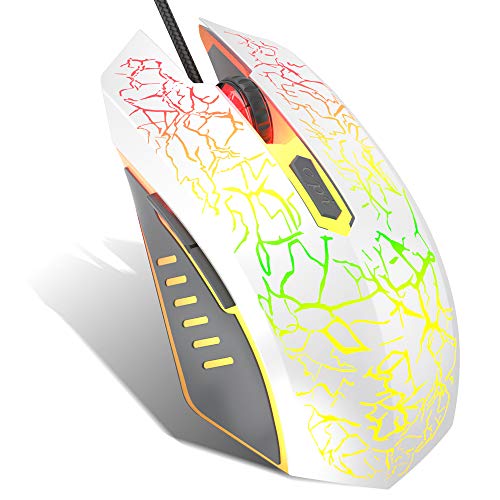 Product Cover VersionTECH. Wired Gaming Mouse, Ergonomic USB Optical Mouse Mice with Chroma RGB Backlit, 1200 to 3600 DPI for Laptop PC Computer Games & Work -White