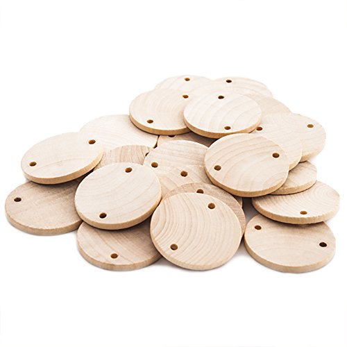 Product Cover Round 1-1/2 inch Real Wooden Board Tags - Circular Wooden Tags for Birthday Boards, Chore Boards or Other Special Dates - Bag of 100