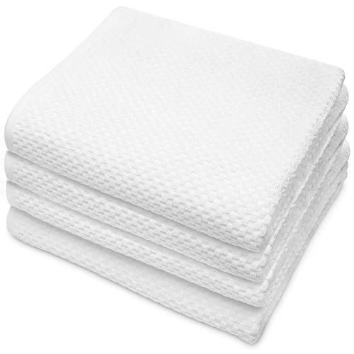 Product Cover COTTON CRAFT - 4 Pack Euro Spa Waffle Weave Oversized Bath Towels 30x56 - White - 100% Pure Ringspun Combed Cotton - True Luxury Inspired by The Finest European Spas and Resorts