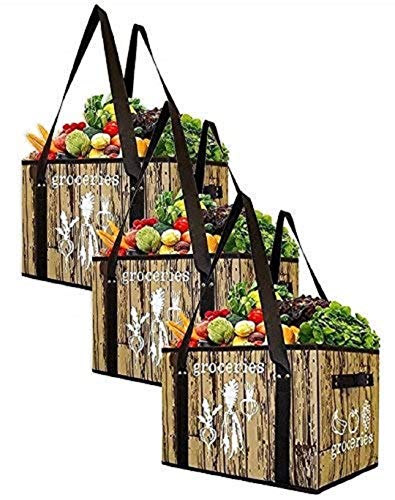 Product Cover Earthwise Deluxe Collapsible Reusable Shopping Box Bag with Reinforced Bottom