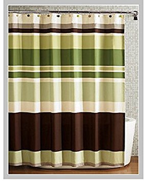 Product Cover Fabric Shower Curtain,multi-color Printed Striped Green Coffee by spring Home