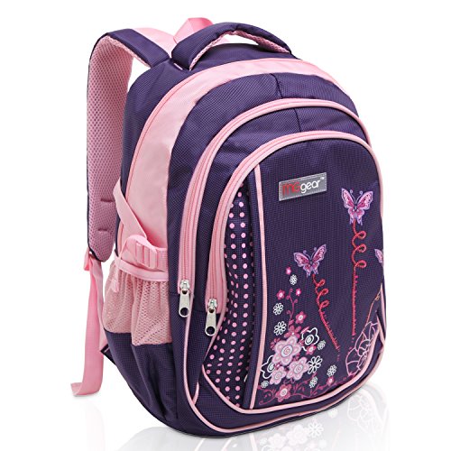 Product Cover MGgear 18 Inch Butterfly Student School Book Bag/Children's Backpack - Purple