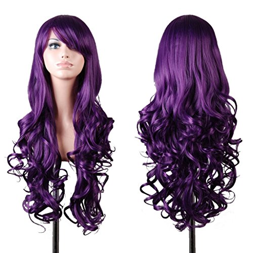 Product Cover EmaxDesign Wigs 32 Inch Cosplay Wig For Women With Wig Cap and Comb(Dark Purple)