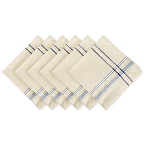 Product Cover DII 100% Cotton, Oversized Basic Everyday 20x20 Napkin Set of 6, Nautical Blue French Stripe