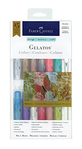 Product Cover Faber-Castell Gelatos Colors Set, Metallics - Water Soluble Pigment Crayons - 15 Metallic Colors