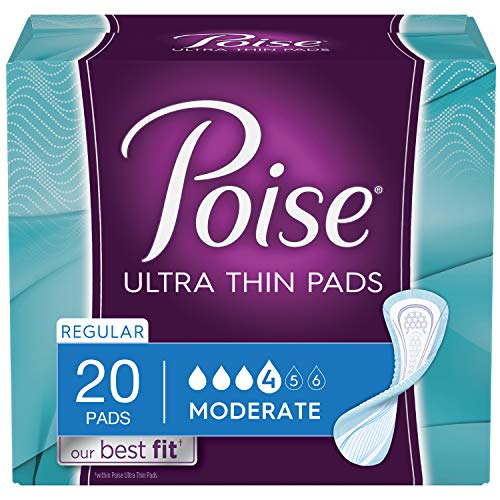 Product Cover Poise Ultra Thin Regular Length Pads, 4: Moderate Absorbency, 20 Count (Pack of 1)