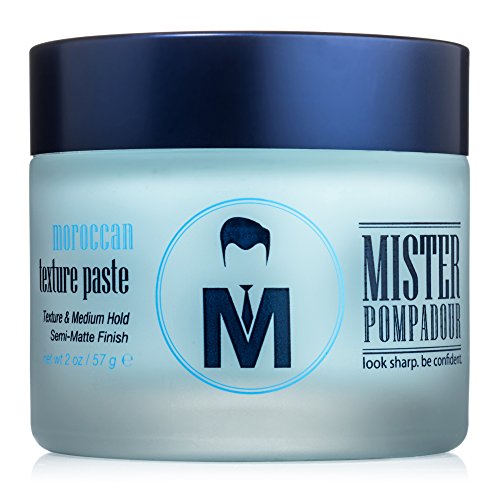Product Cover Mister Pompadour Moroccan Texture Paste | Semi Matte Pomade for Men | Texture and Hold for Styling Straight, Thick, or Curly Hair | Natural Ingredients | Better Than Hair Gel | 2 Oz