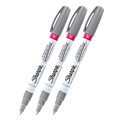 Product Cover Sharpie Oil-Based Paint Marker, Extra Fine Point, Silver Ink, Pack of 3