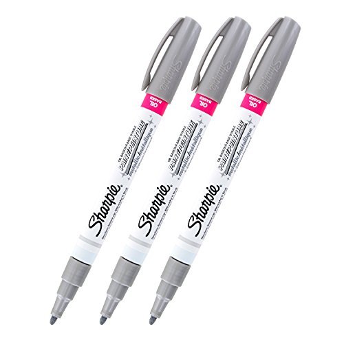 Product Cover Sharpie Oil-Based Paint Markers, Fine Point, Silver, Pack of 3