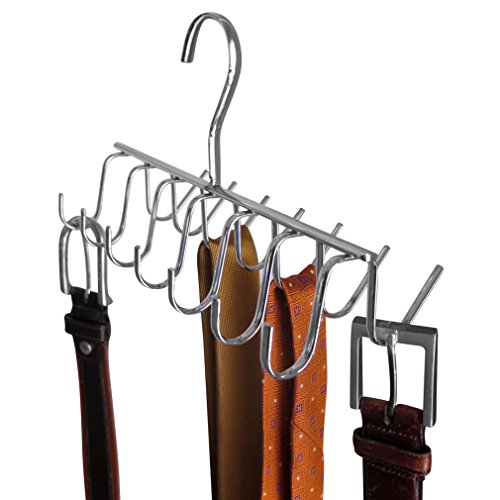 Product Cover Evelots Tie, Belt, Scarf,jewelry Rack-Hanger-Closet Organizer-Chrome-14 Hooks