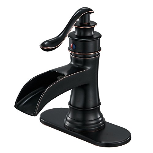 Product Cover BWE Waterfall Bathroom Faucet Single-Handle One Hole Sink Faucet Deck Monuted Oil Rubbed Bronze Vanity Faucets