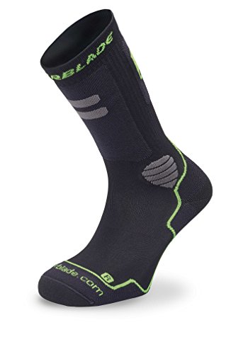 Product Cover Rollerblade Men's High Performance Skating Socks, Black/Green, Large/US 10-12.5