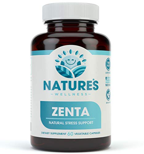 Product Cover ZENTA - The Natural Anxiety Relief and Anti Stress Supplement to Help Calm Body and Mind | Positive Mood Enhancer - Increase Serotonin Levels with GAB, 5-HTP, Ashwagandha, Chamomile, DMAE | 60 ct