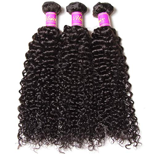 Product Cover 3 Bundles Brazilian Curly Virgin Hair Weave Unprocessed Human Hair Extensions Natural Color Can Be Dyed and Bleached Tangle Free (18 20 22inches)