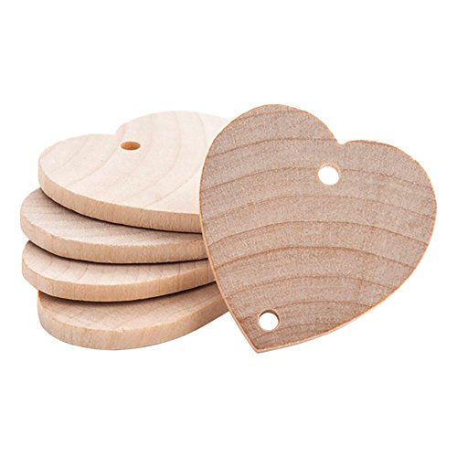 Product Cover Heart Shaped 1-1/2 inch Real Wooden Board Tags - Wooden Tags for Birthday Boards, Chore Boards or Other Special Dates - Bag of 25