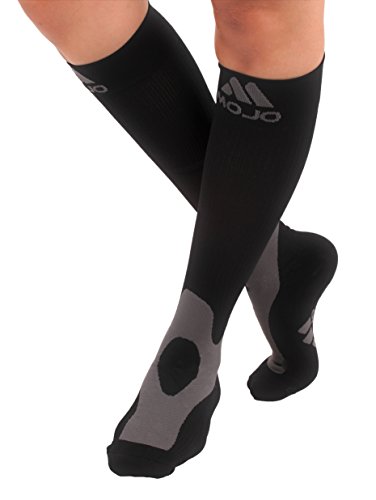 Product Cover Mojo Compression Socks 20-30mmHg Calf Compression Stockings Unisex Black XL