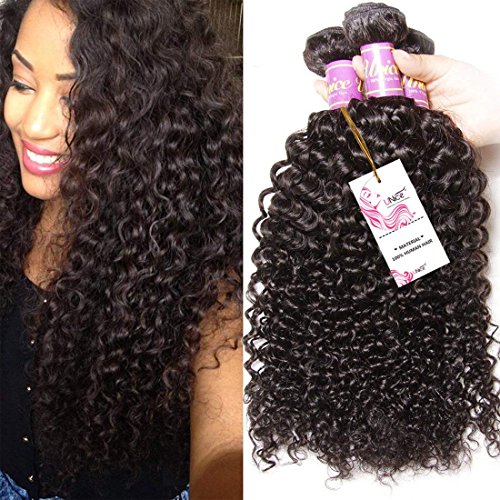 Product Cover Unice Hair 3 Bundles Brazilian Curly Virgin Hair Weave Unprocessed Human Hair Extensions Natural Color Can Be Dyed and Bleached Tangle Free (14 16 18inches)