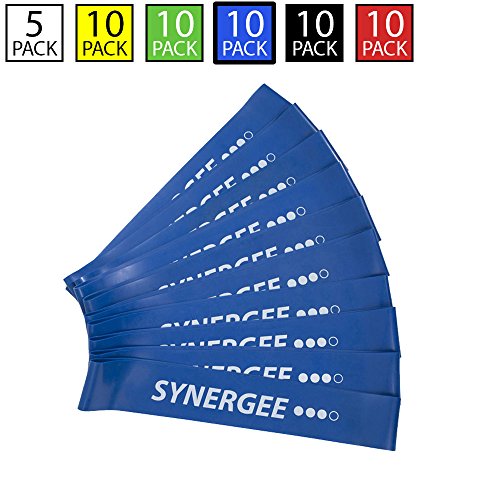 Product Cover Synergee 10 Pack Mini Band Resistance Loop Exercise Bands Blue Heavy Resistance